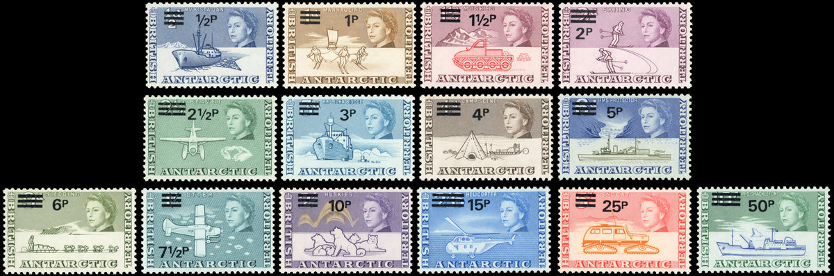 British Antarctic Territory SG 24/37 Unmounted Mint 1971 Decimal Currency set of 14