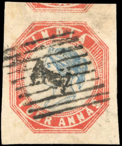 India SG 23 Used 1854-55 4a blue and red 4th printing