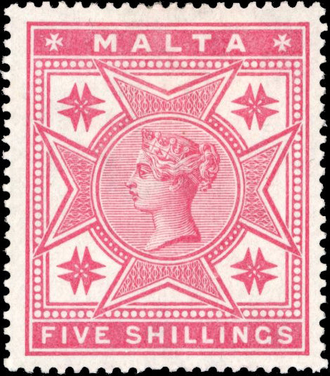 Malta SG 30 Mint 1886 5s rose watermark crown CC
