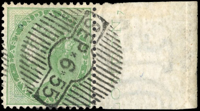 INDIA 1856 SG50 Used 2a yellow-green prepared for use but not issued 'SEP 6 55' experimental cds