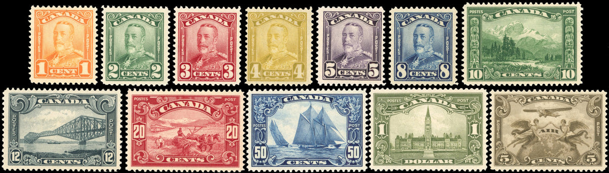 Canada SG 274/85 Unmounted Mint 1928-29 Scroll set of 11 to $1 with Air 5c