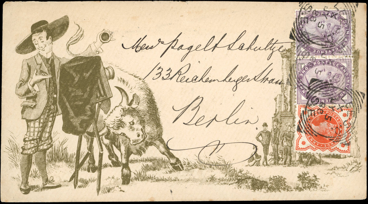 Great Britain SG 172/197 Cover 1888 Poultons advertising envelope to Berlin