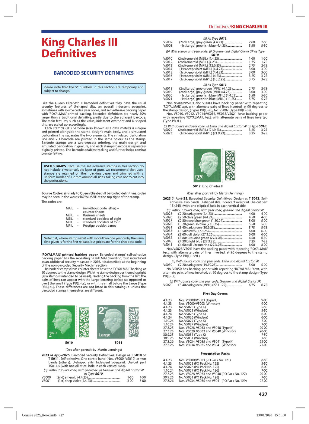 2026 Great Britain Concise Stamp Catalogue